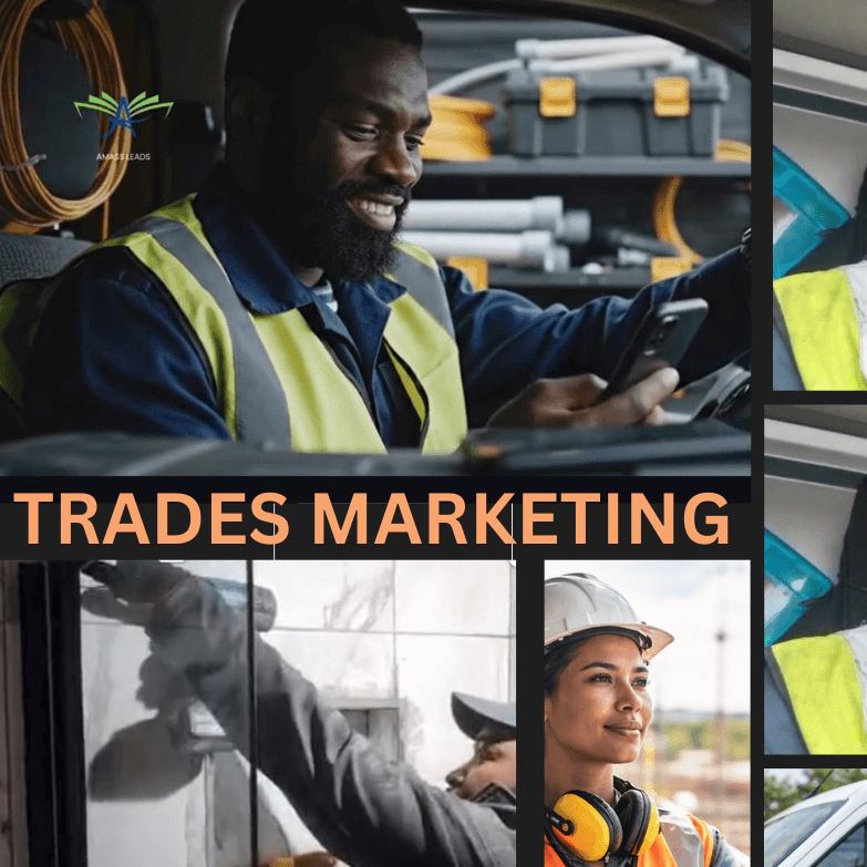 Amass Leads Marketing template showing Tradesmen